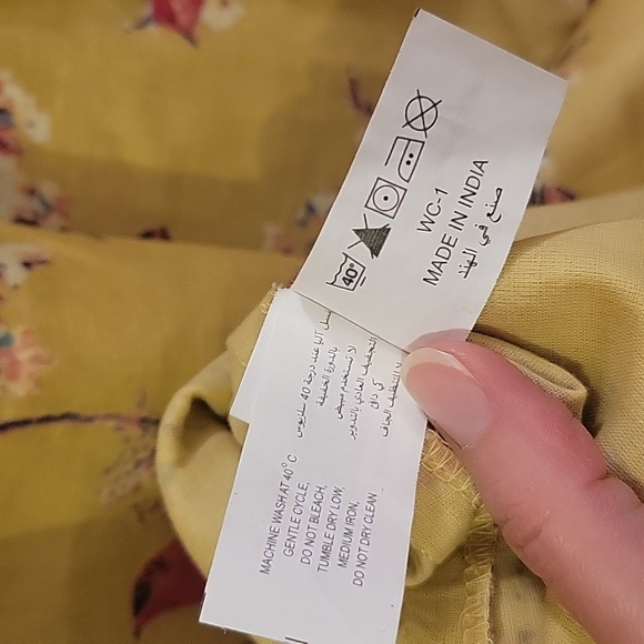 BOMBAY PAISLEY | Green Cotton & Linen Dress with Floral Print and Birds - size M - Picture 11 of 11